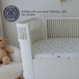 MHG Living 100% Cotton Jersey Fitted Cot Sheet - Soft, Breathable Baby Bedding - Denim Blue & Animal Print - Fits 120X60Cm - thumbnail 5