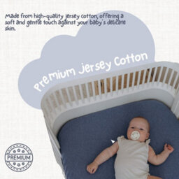 MHG Living 100% Cotton Jersey Fitted Cot Sheet - Soft, Breathable Baby Bedding - Denim Blue & Animal Print - Fits 120X60Cm - thumbnail 2