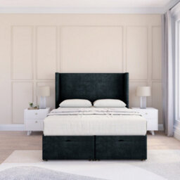 "Sloomy Devonshire Black Naples 2Ft6 Ottoman Bed End Opening With Sprung Memory Mattress & 54"" Headboard-Small Single" - thumbnail 2