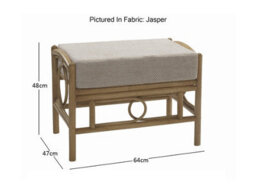 Desser Madrid Light Oak Natural Rattan Footstool Real Cane Indoor Cushioned Wicker Footrest With Uk Sewn Cushion In Jasper Fabric - thumbnail 3