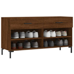 Berkfield Industrial Shoe Bench Brown Oak 102X35X55 Cm Engineered Wood - thumbnail 3