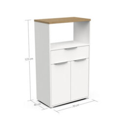 FurniComp LTD Furnicomp Luna Tall Freestanding Kitchen Pantry Cupboard With Microwave Shelf - Matt White & Hamilton Oak - thumbnail 4