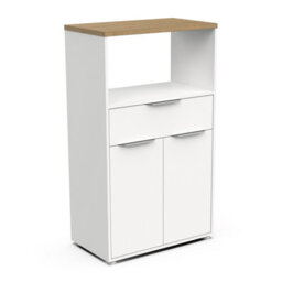 FurniComp LTD Furnicomp Luna Tall Freestanding Kitchen Pantry Cupboard With Microwave Shelf - Matt White & Hamilton Oak - thumbnail 6