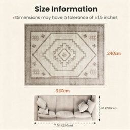 Bedlooms Radiant Cashmere Rug 240X320Cm, Geometric Rug, Non Slip, Stain Resistant, Living Area & King Size Bedroom Rug - thumbnail 7