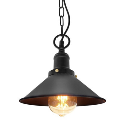 Long Life Lamps Company Vintage Retro Industrial Metal Black Scone Shade Pendant Light M0238 - image 1