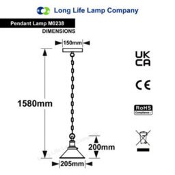 Long Life Lamps Company Vintage Retro Industrial Metal Black Scone Shade Pendant Light M0238 - thumbnail 2