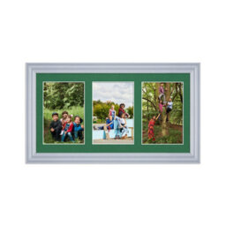 AK Frames 40X20Cm Silver Classic Multi Photo Frame With Emerald Mount - Holds 3 Apertures (3X) 6X4 Photos