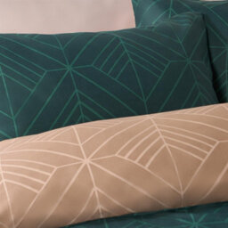 OHS Geo Duvet Cover Bedding Set Pillowcase Reversible Art Deco Quilt, Teal - King - thumbnail 3