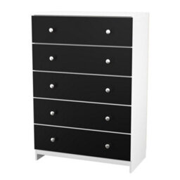 Portland 5 Drawer Chest Of Drawers In Black & White Matt (Ready Assembled) - thumbnail 4