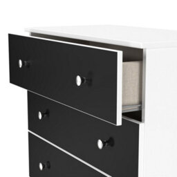 Portland 5 Drawer Chest Of Drawers In Black & White Matt (Ready Assembled) - thumbnail 6