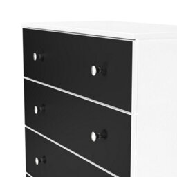 Portland 5 Drawer Chest Of Drawers In Black & White Matt (Ready Assembled) - thumbnail 5