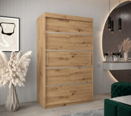 Arte Verona 01 Contemporary 2 Sliding Door Wardrobe 5 Shelves 2 Rails Oak Artisan Effect (H)2000mm (W)1200mm (D)620mm - thumbnail 2