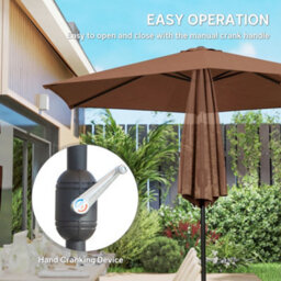 Outsunny 2.6M Garden Parasol Umbrella With Aluminium Pole, Tilt, Crank - thumbnail 4