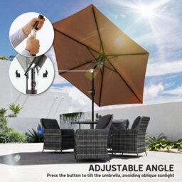 Outsunny 2.6M Garden Parasol Umbrella With Aluminium Pole, Tilt, Crank - thumbnail 5