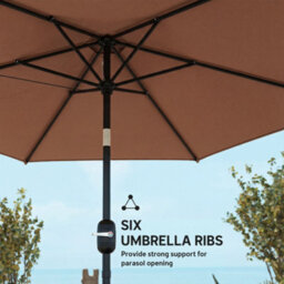 Outsunny 2.6M Garden Parasol Umbrella With Aluminium Pole, Tilt, Crank - thumbnail 8