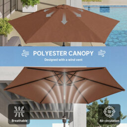 Outsunny 2.6M Garden Parasol Umbrella With Aluminium Pole, Tilt, Crank - thumbnail 6