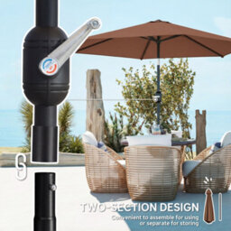 Outsunny 2.6M Garden Parasol Umbrella With Aluminium Pole, Tilt, Crank - thumbnail 7