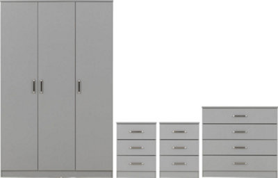 Seconique Dakota 3 Door Wardrobe Bedroom Set Grey - image 1