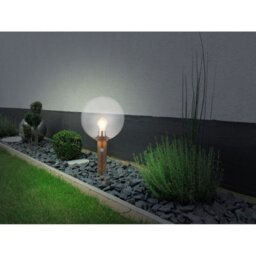 Luminosa Lighting Luminosa Ossy Pir Outdoor Pedestal Light Wood Look Ip44 Clear Glass Shade 1X E27 Dawn Dusk Sensor - thumbnail 6