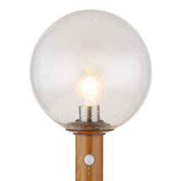 Luminosa Lighting Luminosa Ossy Pir Outdoor Pedestal Light Wood Look Ip44 Clear Glass Shade 1X E27 Dawn Dusk Sensor - thumbnail 3