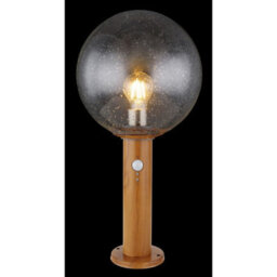 Luminosa Lighting Luminosa Ossy Pir Outdoor Pedestal Light Wood Look Ip44 Clear Glass Shade 1X E27 Dawn Dusk Sensor - thumbnail 4