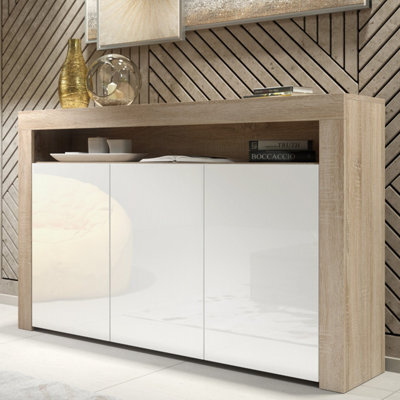 Sideboard Aether 155Cm - Oak & White Gloss Doors - image 1
