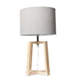 K Living Natural Wooden Table Lamp With Linen Look Shade Criss Cross Legs - thumbnail 2