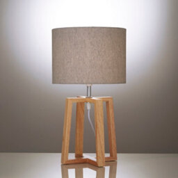 K Living Natural Wooden Table Lamp With Linen Look Shade Criss Cross Legs - thumbnail 5