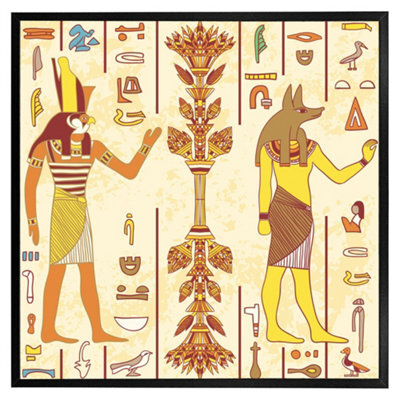 "Andrew Lee Egyptian Gods & Ancient Egyptian Hieroglyphs (Picutre Frame) / 24X24"" / Oak" - image 1