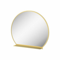 Affine 600mm Round Brushed Brass Bathroom Mirror With Shelf Framed Wall Hung Modern - thumbnail 4