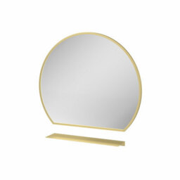 Affine 600mm Round Brushed Brass Bathroom Mirror With Shelf Framed Wall Hung Modern - thumbnail 5