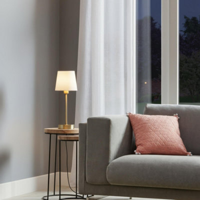 GoodHome Nunbird Plain Conical Shiny White Brass Effect Table Lamp - image 1