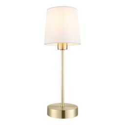 GoodHome Nunbird Plain Conical Shiny White Brass Effect Table Lamp - thumbnail 3