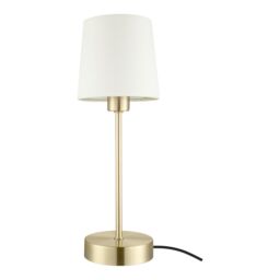 GoodHome Nunbird Plain Conical Shiny White Brass Effect Table Lamp - thumbnail 7