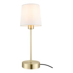 GoodHome Nunbird Plain Conical Shiny White Brass Effect Table Lamp - thumbnail 8