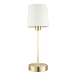 GoodHome Nunbird Plain Conical Shiny White Brass Effect Table Lamp - thumbnail 2