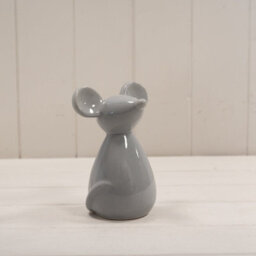 Four Candle Satchville Grey Ceramic Mouse Figure