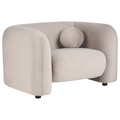 Beliani Minimalist Armchair Leiren Velvet Taupe - image 1