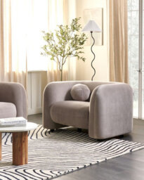 Beliani Minimalist Armchair Leiren Velvet Taupe - thumbnail 2