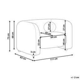Beliani Minimalist Armchair Leiren Velvet Taupe - thumbnail 3