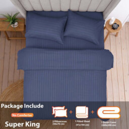 Aspire Homeware Washed Blue Duvet Cover Complete Set, Reversible Modern Bedding Set, Super King (L)220Cm X (W)260Cm - thumbnail 2