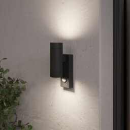 GoodHome Tongoa Fixed Matt Black Pir With Motion Sensor Outdoor Wall Light 25W - thumbnail 1
