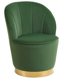 Beliani Green Velvet Round Tub Armchair With Gold Metal Base - Glam Retro Accent - thumbnail 3