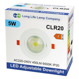 Long Life Lamps Company 5W Adjustable Round Led Recessed Ceiling Downlight 6500K Clr20 - thumbnail 9