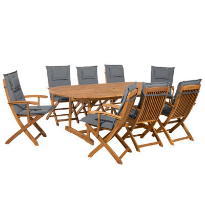 Beliani Maui 8 Seater Garden Dining Set Grey Acacia Wood With Cushions - image 1