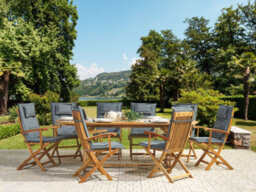 Beliani Maui 8 Seater Garden Dining Set Grey Acacia Wood With Cushions - thumbnail 2