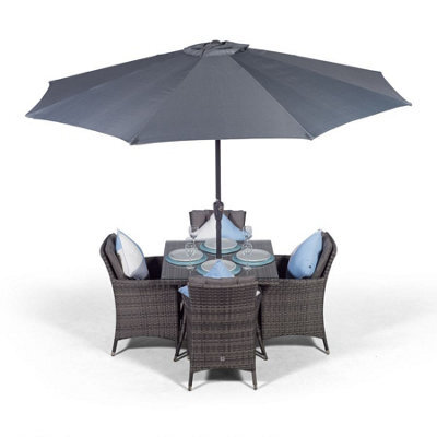 That's Furniture Savannah Square 4 Seater Rattan Patio Dining Set - Grey - image 1
