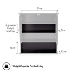 Vonhaus Bathroom Mirror Cabinet, Black Bathroom Wall Cabinet, 2 Door Bathroom Cabinet, Bathroom Storage W/shelves & Chrome Handles - thumbnail 7