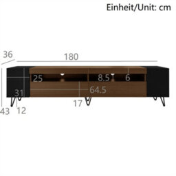 Abrihome Modern Tv Unit In Black & Wood Effect, 180Cm Length - thumbnail 5