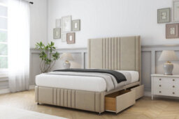"Sloomy Harrington Almond Coniston Divan Bed 2 Drawers Left Side-26"" Strutted Headboard 12"" Footboard 4'6 Double" - thumbnail 4